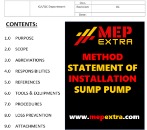 DOWNLOAD METHOD STATEMENT OF INSTALLATION OF SUMP PUMP IN PDF | MEP EXTRA