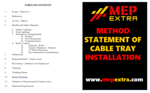 DOWNLOAD METHOD STATEMENT FOR CABLE TRAY INSTALLATION IN PDF | MEP EXTRA